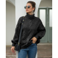 Womens Cable Knit Turtleneck Pullover