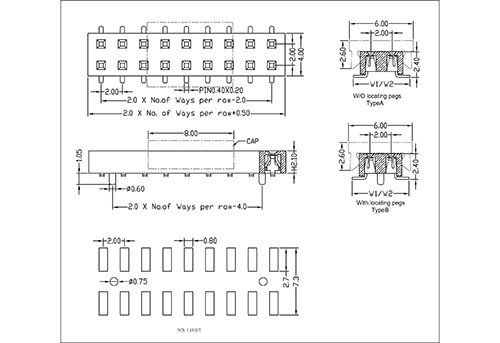 2.0 mm Female Header Dual Row SMT Type FHDM07