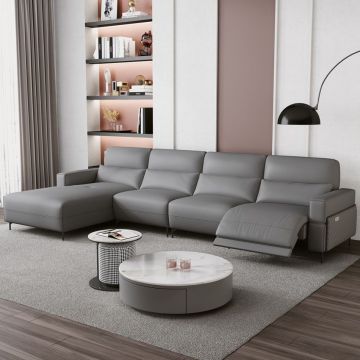 Kulit kulit sofa sudut abu-abu peteng