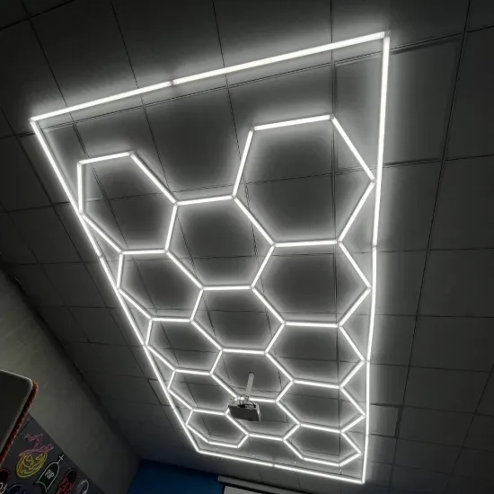 2435mm x 4845mm Hexagon Detailing Workshop Ceiling LED Lights for Car Shops and Garages - Honeycomb LED Lights