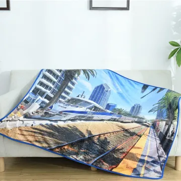 Promotion gift digital printing warming soft flannel fleece blankets for winter