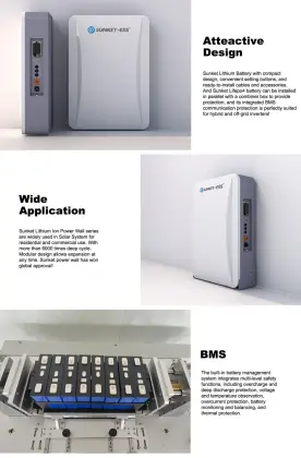 Sunket Lithium Batteries Wall Mounted Battery LiFePO4