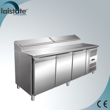 3 Doors Stainless Steel Refrigerated Pizza Workstation