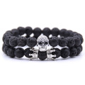 King Crown Black Onyx Matte Bracelet 8mm Beads Natural Stone Chakra Collection Reiki Gift for Men Women