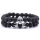 Roi Couronne Noir Onyx Mat Bracelet 8mm Perles Pierre Naturelle Chakra Collection Reiki Cadeau pour Hommes Femmes