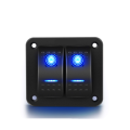 Blue LED 2 Gang On-Off Toggle Switch Panel