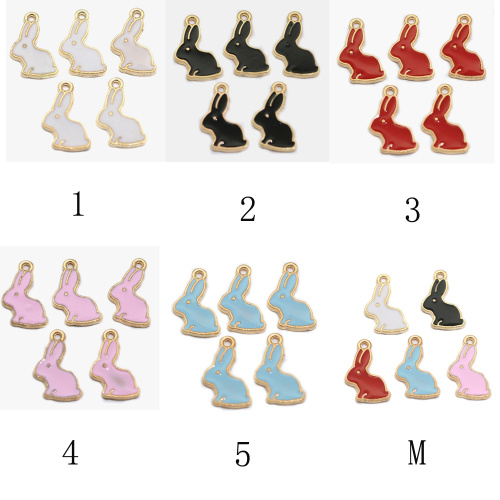 Cute Material Flat Back Kawaii Rabbit Style Gold 2mm Top Hole 100pcs Kids Girls Necklace Pendant Bracelet Spacer