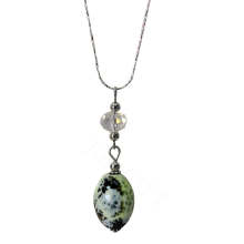 Natural Gemstone Agate Necklace with Silver Chain