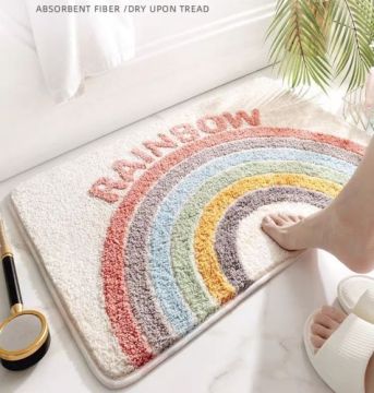 Modern rainbow water absorption bath mats