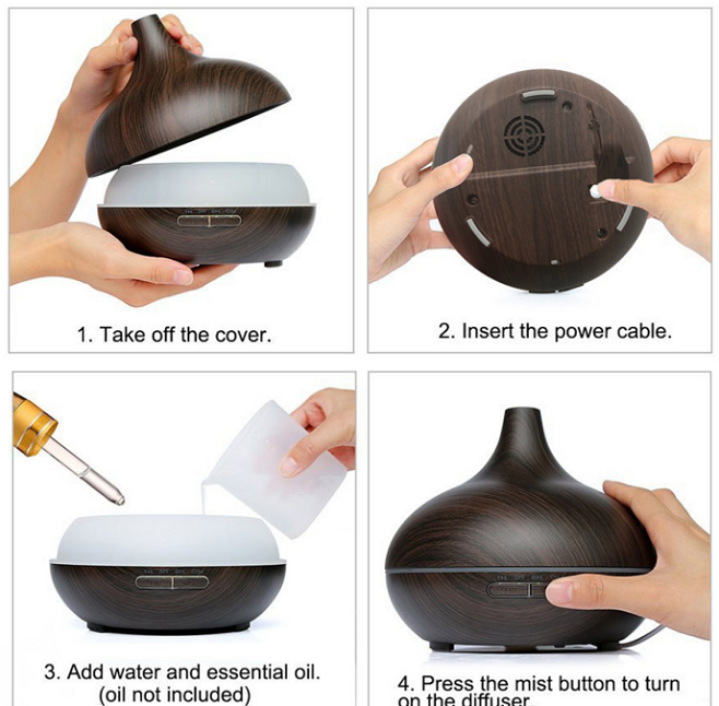 Aroma Diffuser Waterdrop Full Wood Grain Details 6