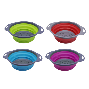 Collapsible Silicone Colander Set: Multi-Size Drain Basket for Vegetables, Fruits, and Pasta in Home Kitchen Accessory Collection