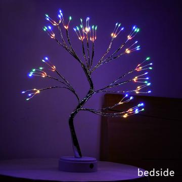 Christmas Greeting Tree Light - 108 LED Copper Wire Bonsai Lamp with Fireworks Fairy Lights