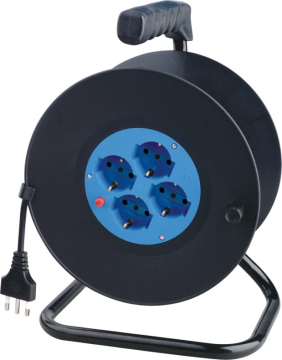 Multi Socket Industry Cable Reel with 4-Way Bypass/Schuko Adapter for the Italian Market