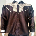 Polyester Jacquard Charro Kemeja Koboi Pria Lengan Panjang