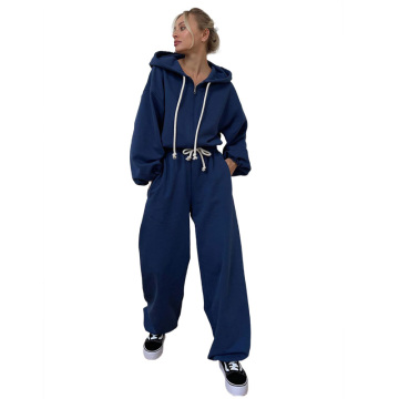 Autumn & Winter Solid Color Pullover Hoodie and Sweatpants Set