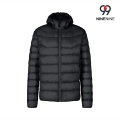 Jaqueta masculina ultraleve com capuz e embalável