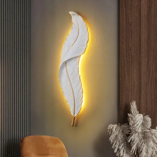 Luxury Nordic Hotel Interior Sconce Wall Light Home Decorative Fixtures Living Room Bedside Feather Indoor Led Modern Wall Lamp