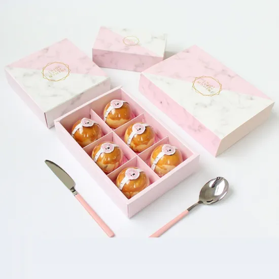 Pink marble pattern paper box for food