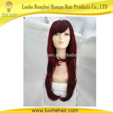 Wholesale straight hair synthetic wig 16 inch wine red color