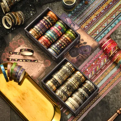 Wholesale Geometric Washi Tape 36 Rolls/Box - DIY Decorative Self-Adhesive Tape