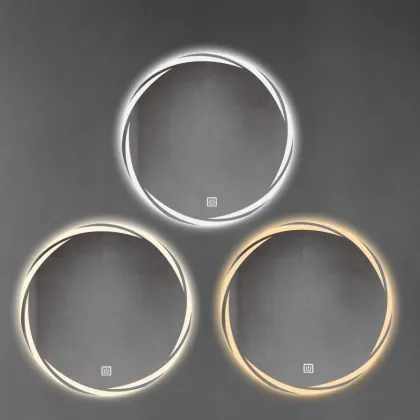 LED Illuminated Wall-Mounted Bathroom Mirror with Washbasin and Cabinet