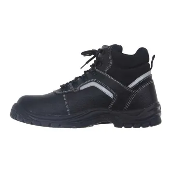 Steel toe and steel midsole full grain leather safety footwear