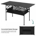 Mesa de campamento plegable de aluminio con almacenamiento