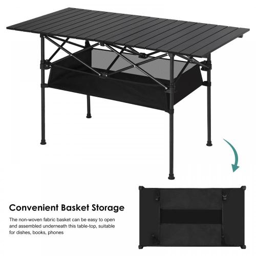 Aluminum Collapsible Camping Table with Storage