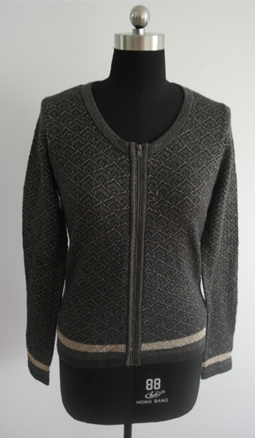 Fashion ladies jacquard cardigan sweater