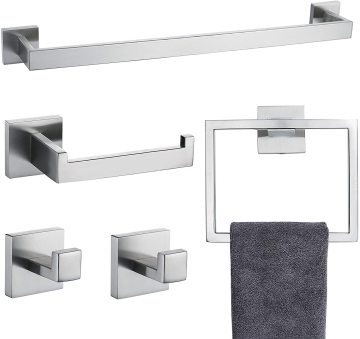 Set di hardware per bagno in acciaio inossidabile montato a parete - 5 pezzi