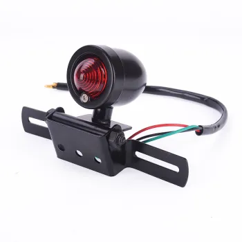 New Univeral Black Retro Bullet Motorcycle Brake Light Tail Plate Light Lamp For Harley Chopper Cruise