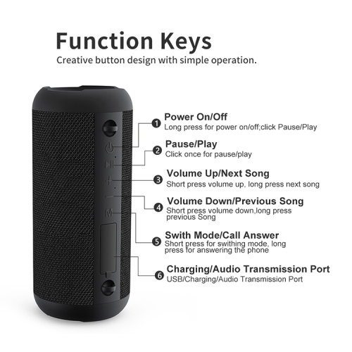 Wirelss Waterproof Portable Bluetooth Speaker with 3600mAh