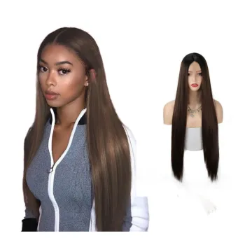 Cheap transparent Lace Front wig vendor Long straight synthetic natural Wig hd Lace Front Synthetic hair Wigs for black Women