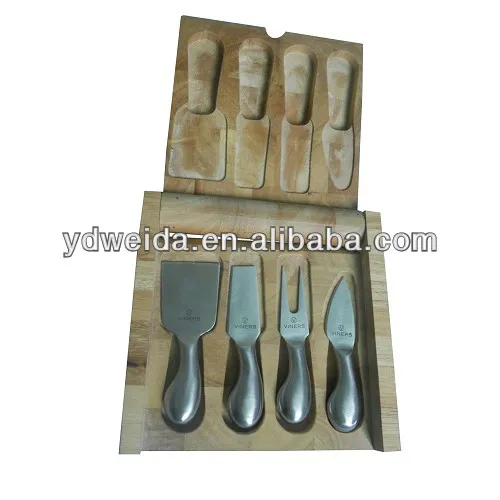 cheese knife set with wooden case