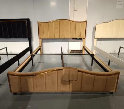 Velvet Tufted King Bed Frame - Simple Wooden Double Bed Furniture for California King Bedrooms