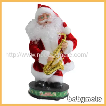 Standing On Mini Stage Playing Guitar Santa Claus 