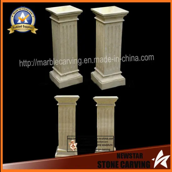 Yellow Sandstone Square Column Pedestal for Home Description