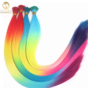 XUCHANG HARMONY 22inch 1.0grams 4-tone ombre rainbow color salon training keratin bond synthetic stick tip hair extensions
