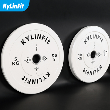 High Quality Customizable White Rubber Barbell Weight Plates 10KG Bumper Plates
