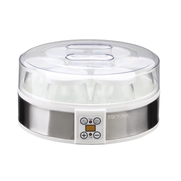 Electric Yogurt Maker with 1.5L Capacity and 7 Glass Jars: Stainless Steel Housing for Efficient Homemade Yogurt Production
