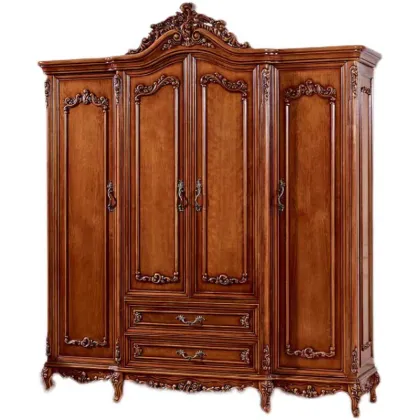 American Antique Solid Wood Luxury Bedroom Closet Wardrobe