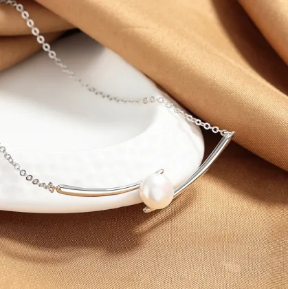 Sterling Silver Crossed Pearl Necklace Wholesale for Women - Mother's Day Special