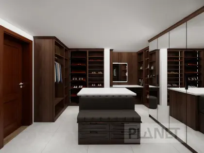 Classic Walk-In Wardrobe With Dress Table Closet Furniture