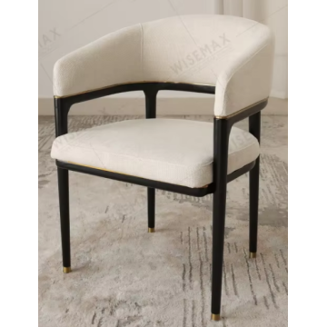 Silla de comedor tapizada moderna con respaldo de medio brazo
