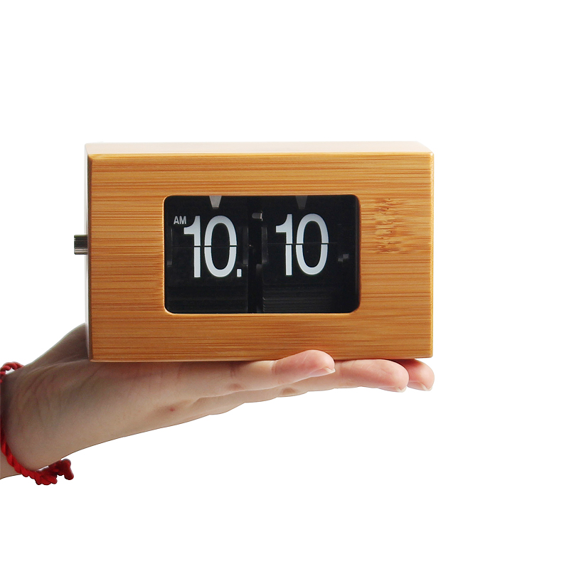 Rectangular Small Size Bamboo Flip Clock