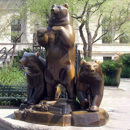 Plaza decoration cast bronze animal panther sculpture