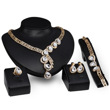 Brave Light 4 Piece 18k Gold Plated Crystal Wedding Jewelry Set