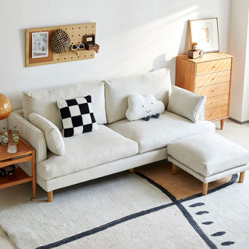 Nordic Detachable Washable Luxury Sofa with Ottoman for Small Homes