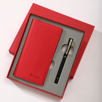 A6 Leather Books with Custom Logo: Small Pocket Notebook and Pen Gift Set in Box