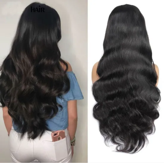 HD Lace Wig Natural Black Bodywave HD Lace Front Wig Pre Plucked 180% Density HD Lace Front Wigs Transparent